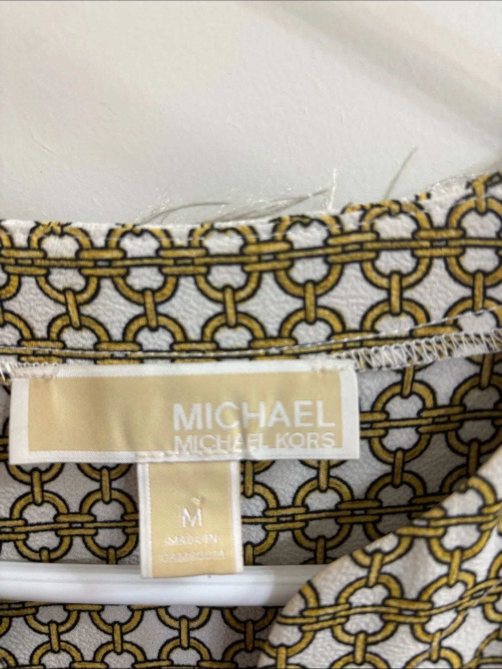 Michael Kors Brown & Cream Feather-Trim Blouse